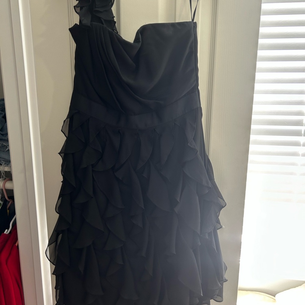 White House Black Market One Shoulder Black Dress